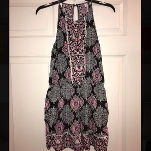 Black, white, and hot pink romper